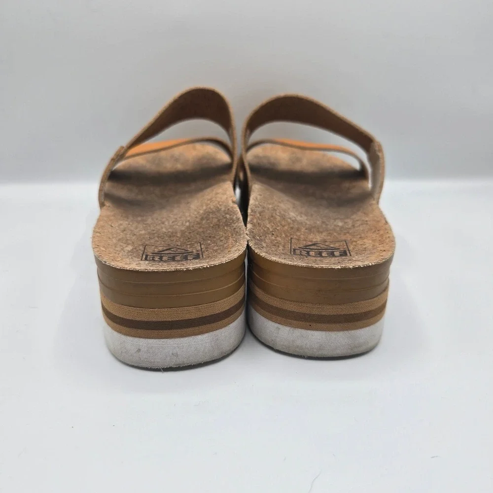Reef Cushion Vista Hi Platform Women's Tan Cork Platform‎ Slide Sandals Size 11